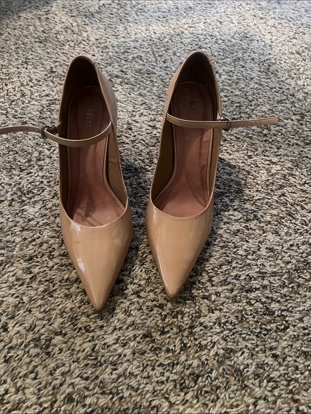 Anthropologie Nude Patent Pointed Mary Jane Pumps